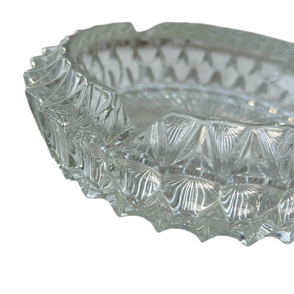 Intricate Vintage Clear Glass Decorative Bowl